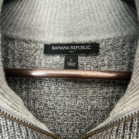Grey Banana Republic Large knit Quarter Zip - Picture 2 of 4